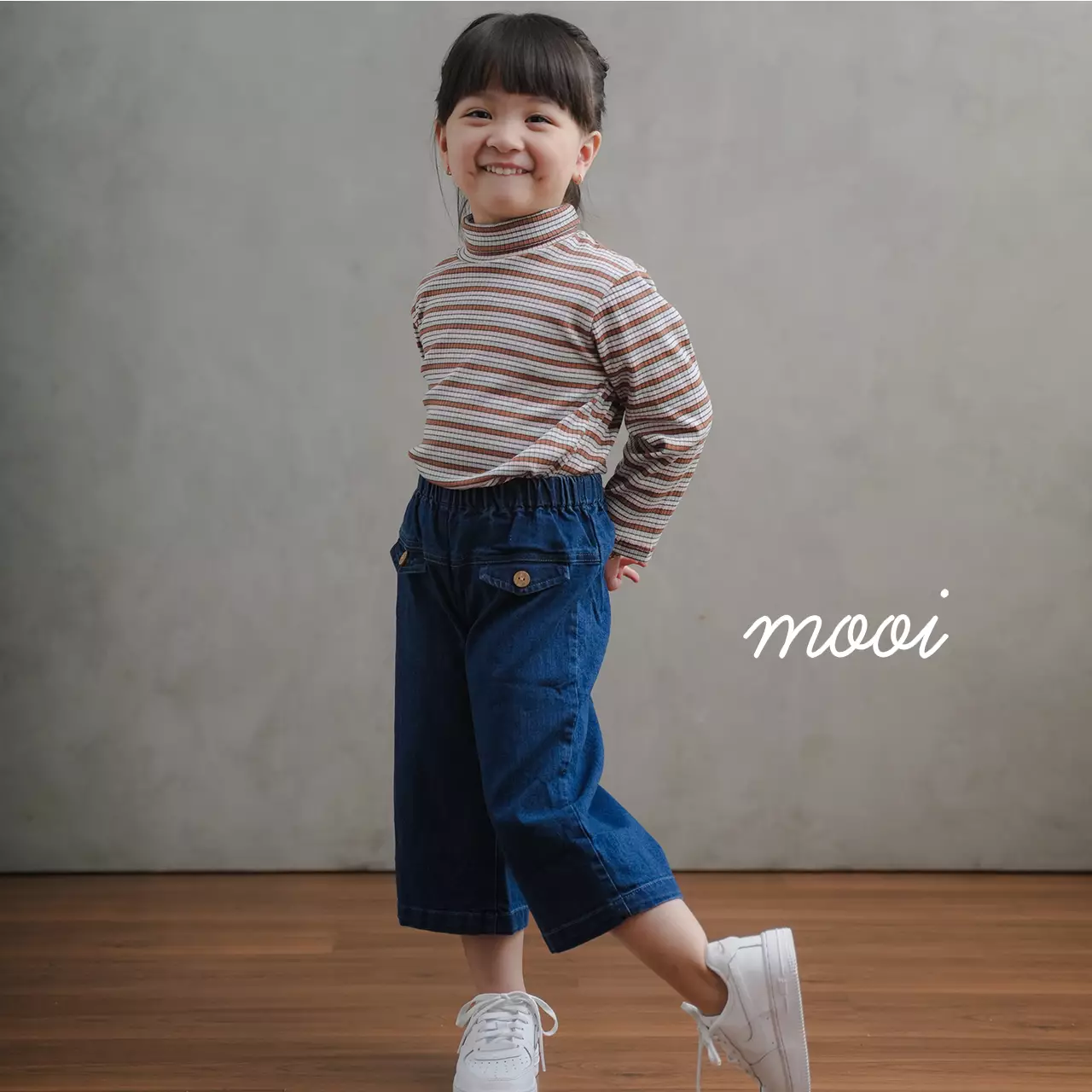 Mooi Celana Jeans Anak Jane Denim Cullotes - Medium Blue