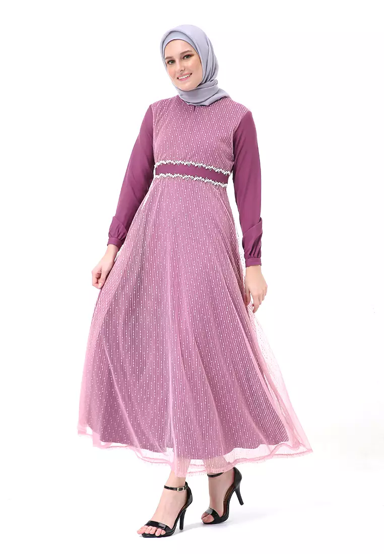 Oriza Long Dress Wanita High Quality Premium - Murlberry