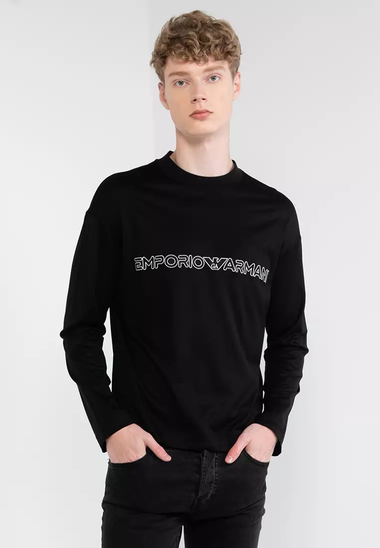 Armani black long deals sleeve t shirt