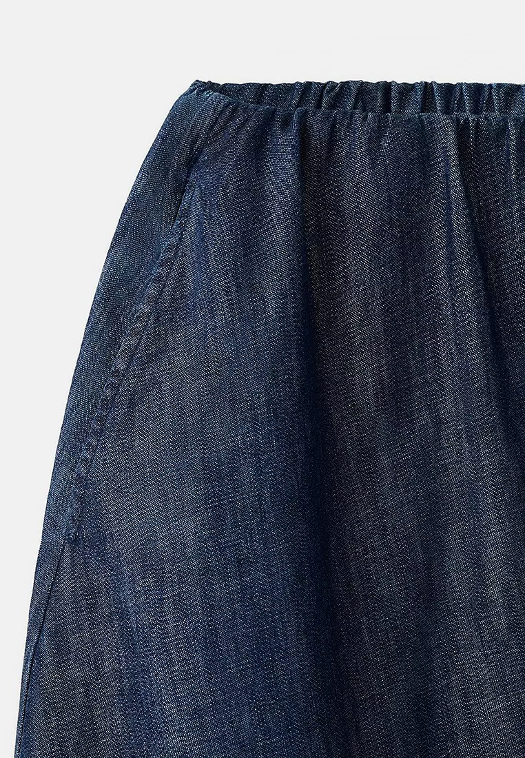 Denim Skirt With Stitched Hem