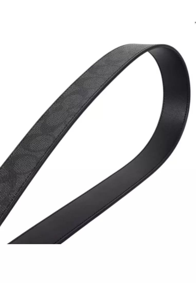 Double Bar Buckle Cut To Size Reversible Belt 38MM - Black
