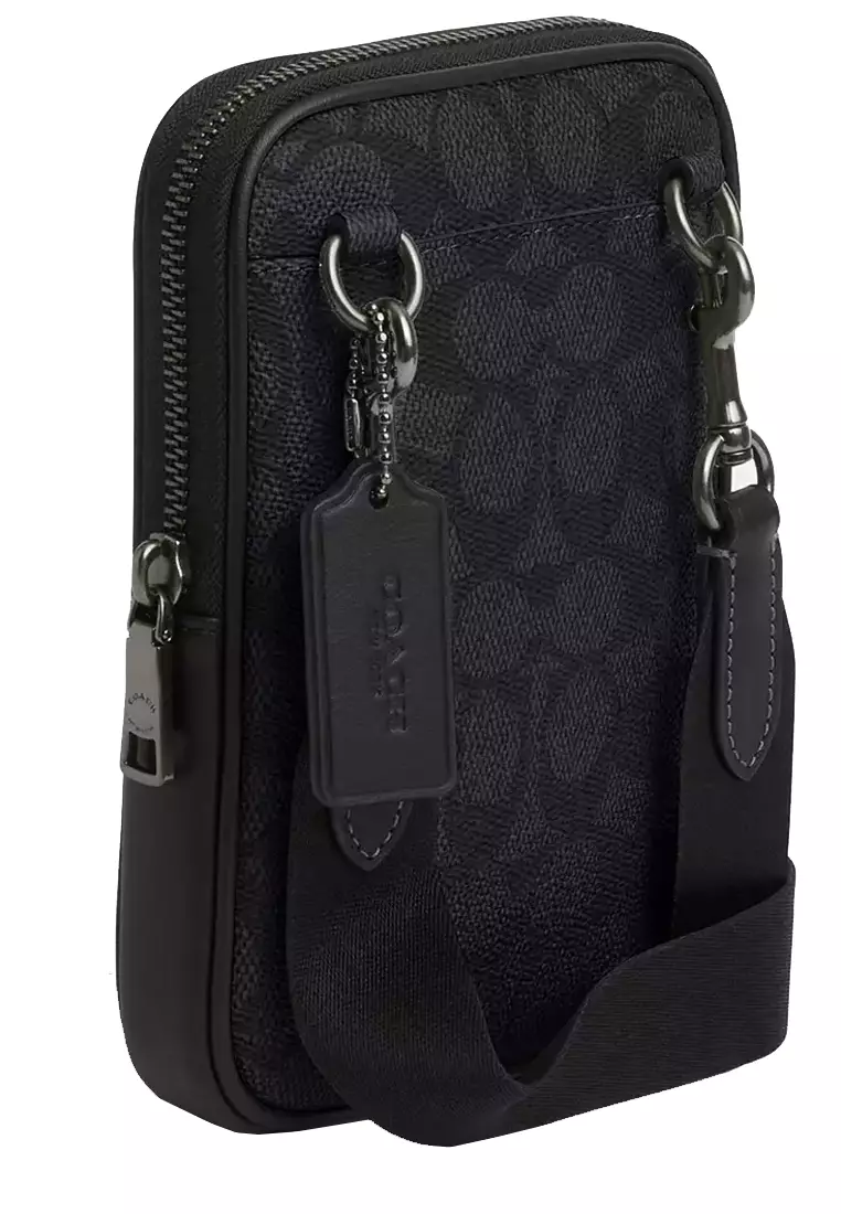 Aden Crossbody Bag In Signature Canvas in Charcoal/ Black CW364