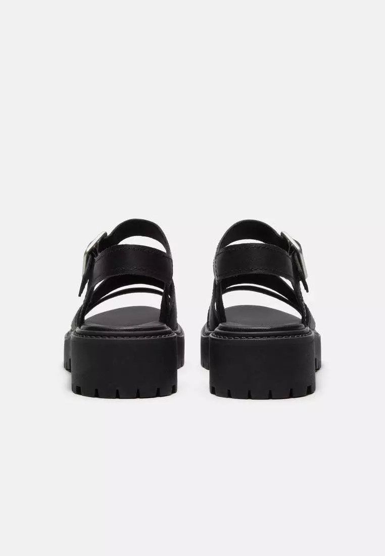 Women’s Stone Street Platform Backstrap Sandal (Black full grain)