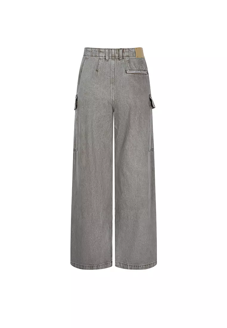 Workwear Rolled Hem Denim Extra Long Pants