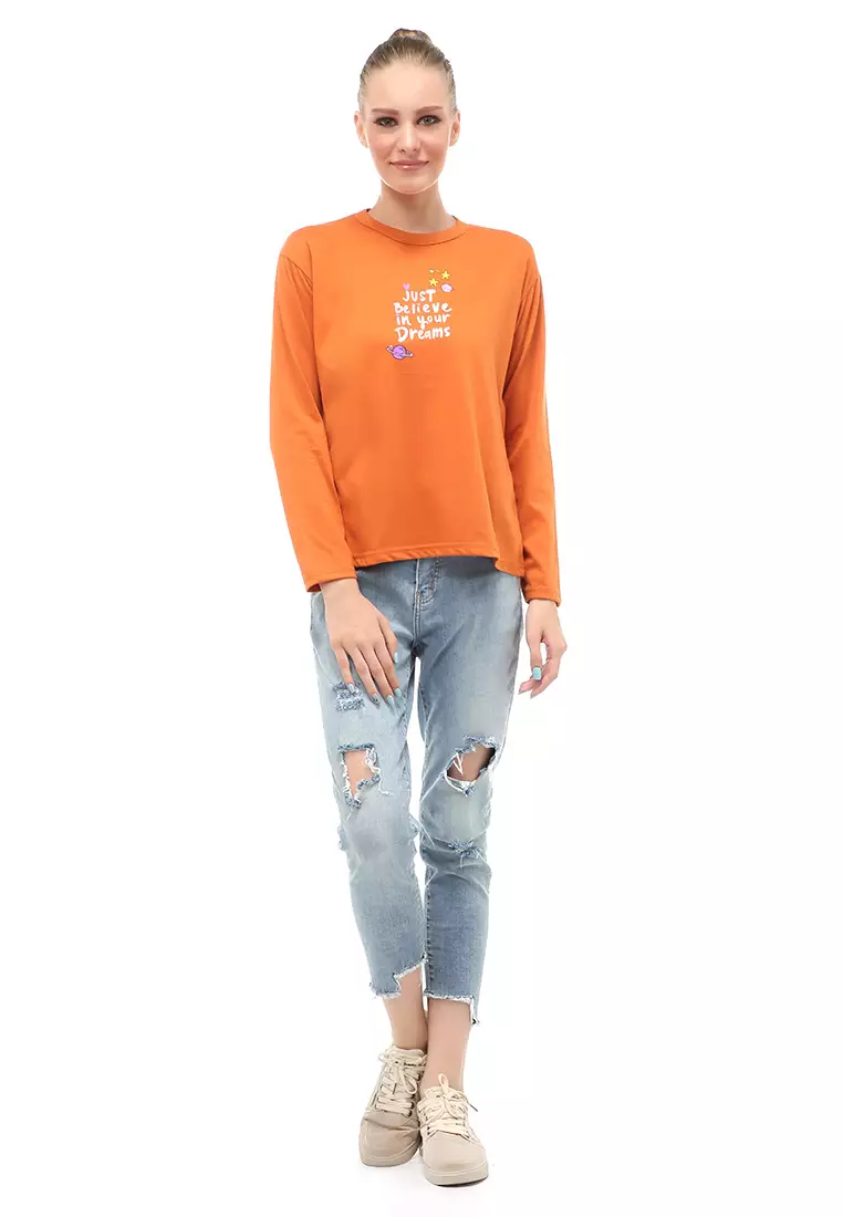 Heller Kaos Atasan Wanita Oversize Motif Print Short Sleeves Relaxed Fit - Lepan Bata