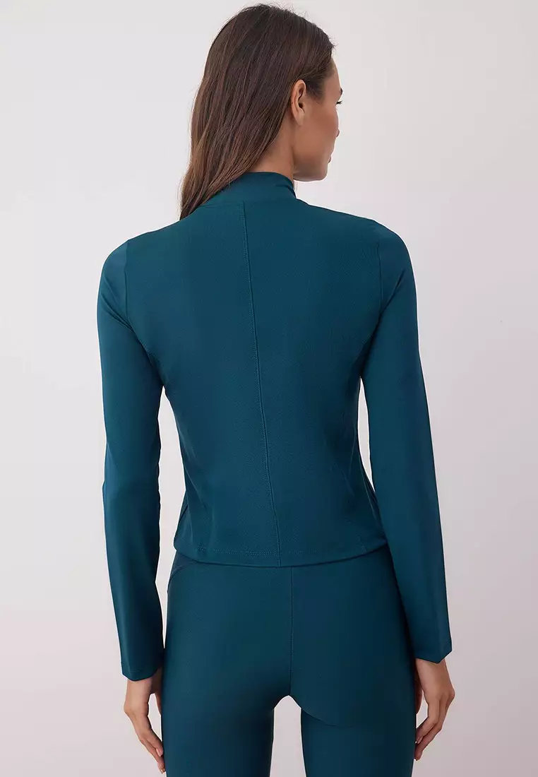 Emerald Green Diver/Scuba Knitted Sports Jacket Twoaw23Bz00592