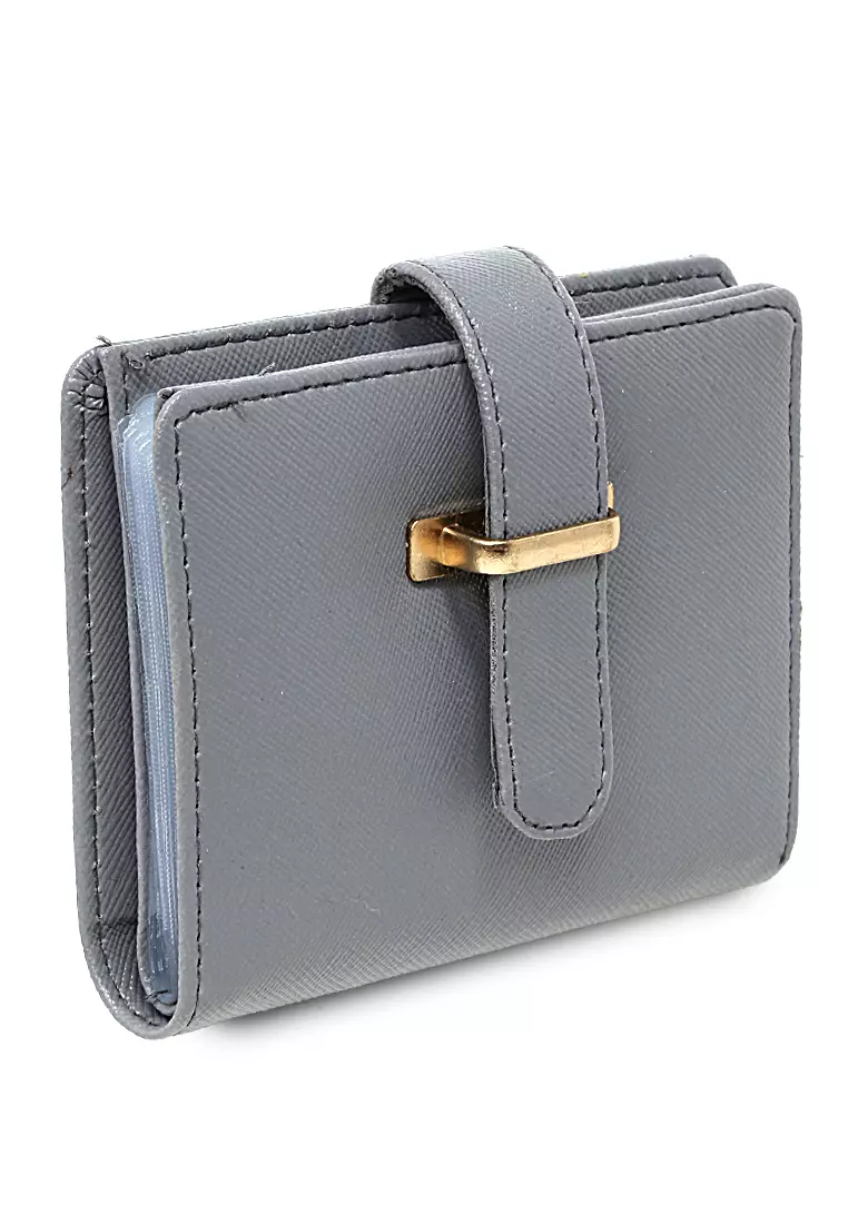 Jareth Dompet Wanita Motif Polos Simple Pengait Slot - Grey