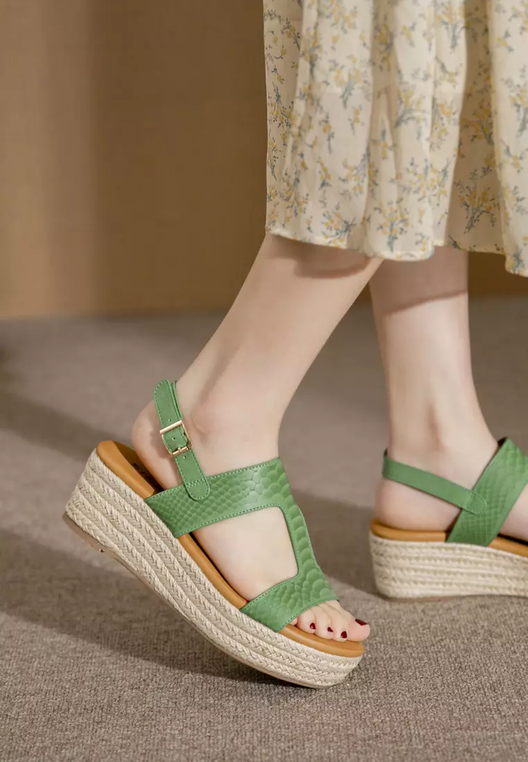 Texture Strap Wedge Espadrilles ALM3035-4