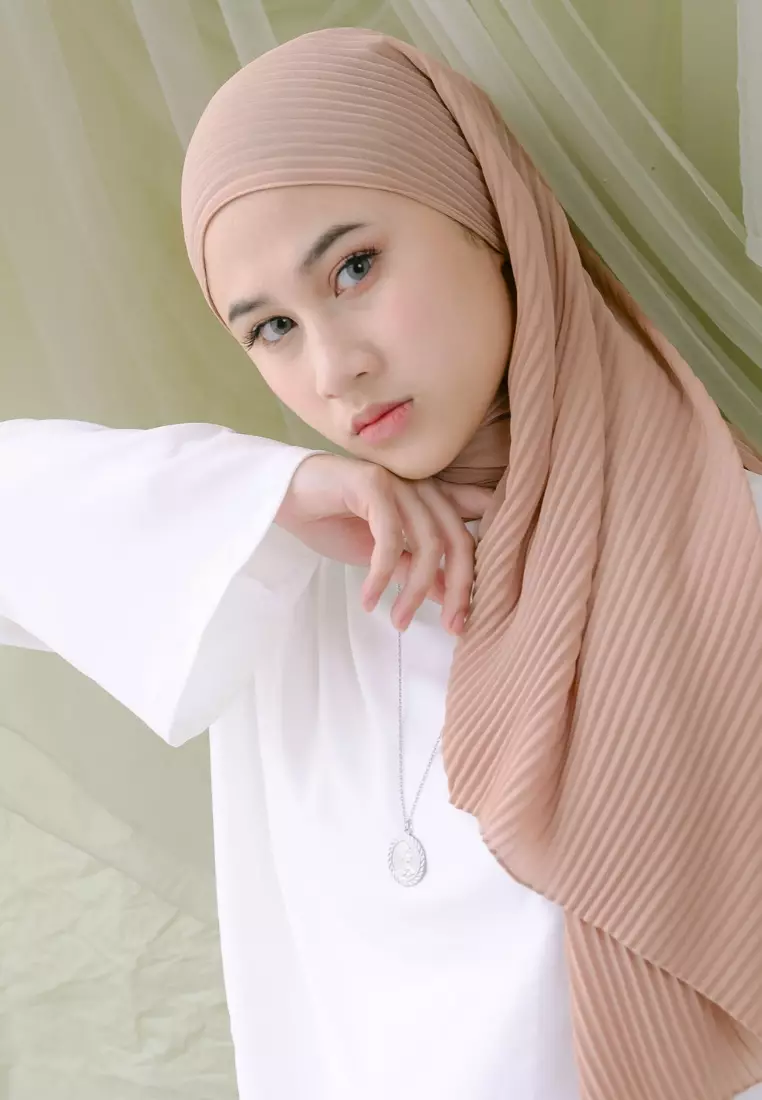 Ayra Pleats Shawl Light Coral
