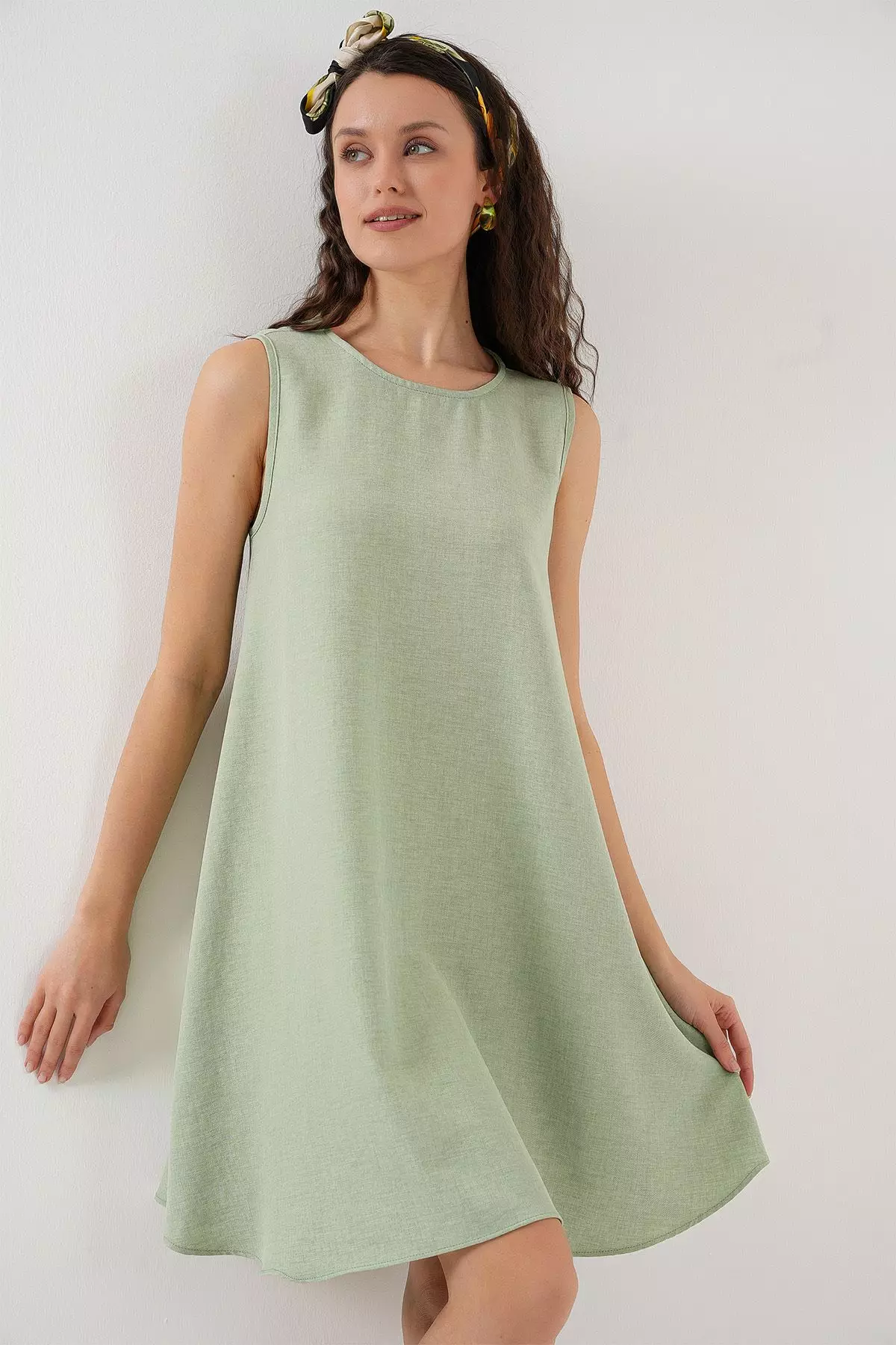 chinese dress ladies Linen Midi Dress 'Beckie', Loose Linen Dress for Women main image 0