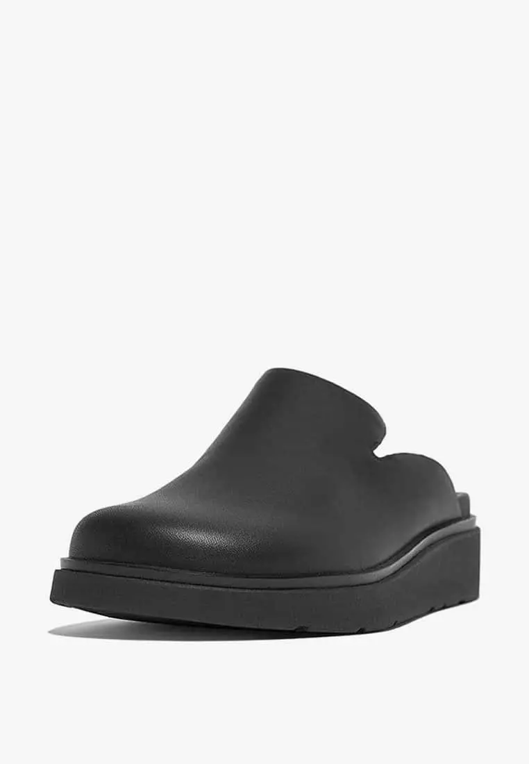 Discount on Fitflop  shoes - SKU: Fitflop Gen-Ff Leather Mules Gk7-090 All Black