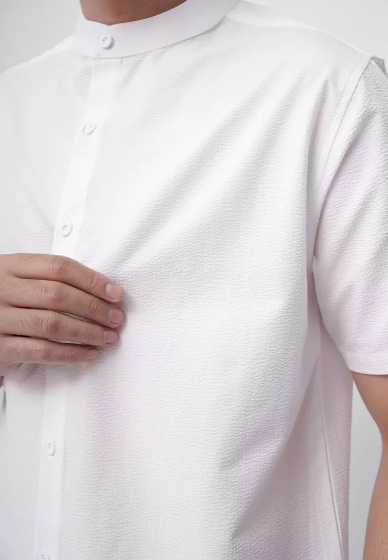Ryusei Kemeja Kerah Koko Lengan Pendek Seijiro White