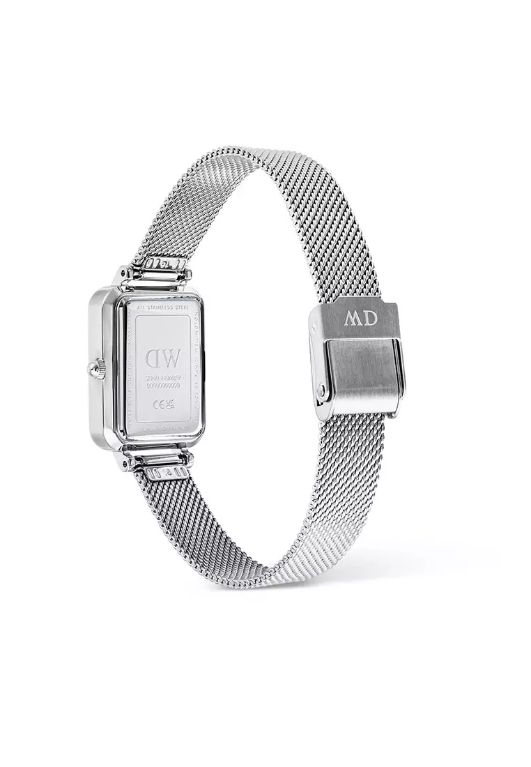 Quadro Roman Numerals Date Sterling White Silver Women Watch stainless steel watch DW Official Authentic Original