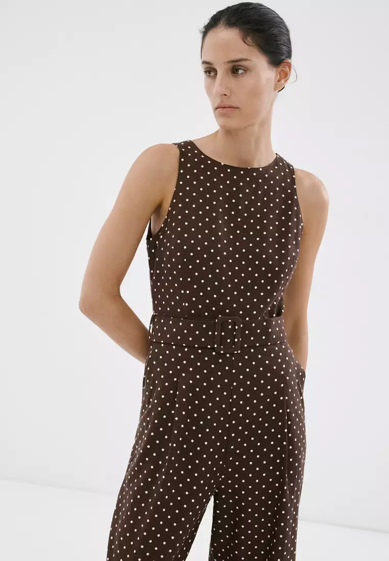 Jumpsuit With Polka-Dot Belt