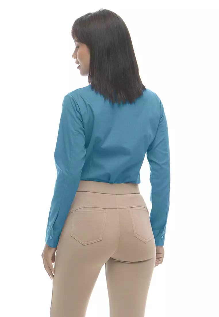 Delaney Pinstripe Long Sleeve Office Blouse