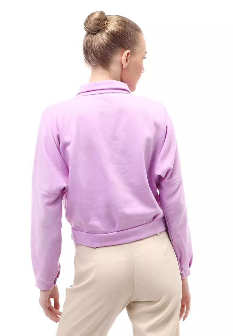 Fadey Jaket Long Sleeves Outerwear Wanita Lengan Balon Regular Fit - Purple