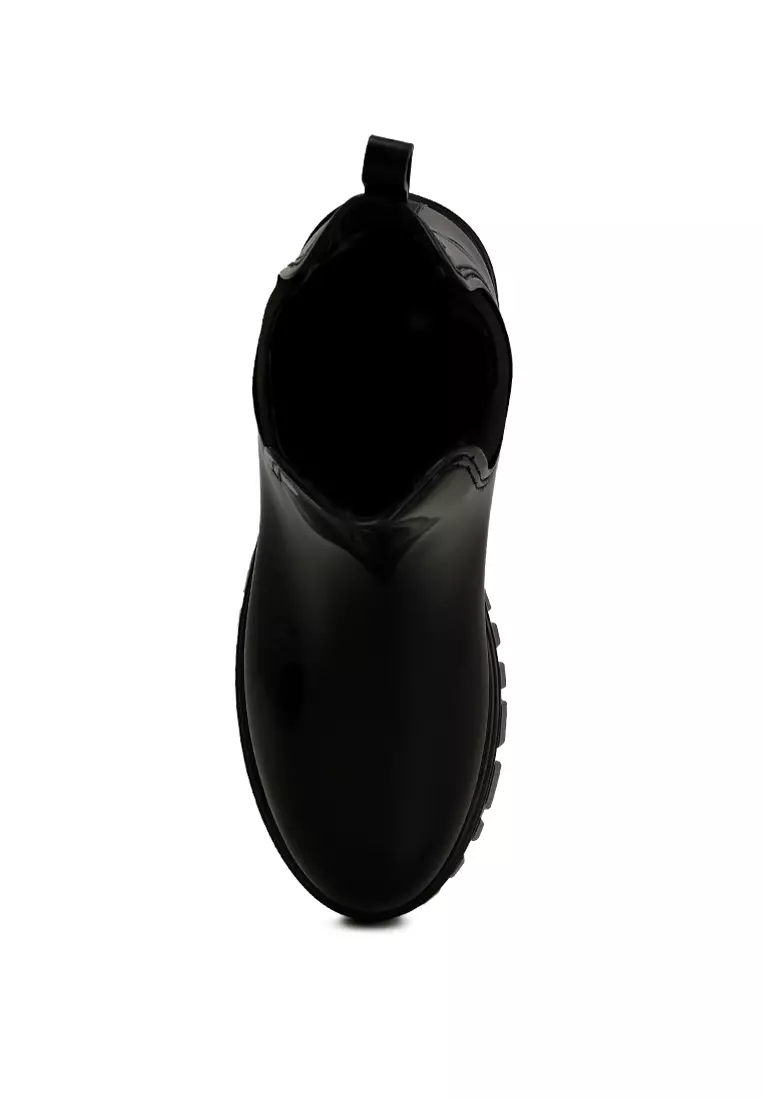 Chunky Chelsea Rain Boots In Black