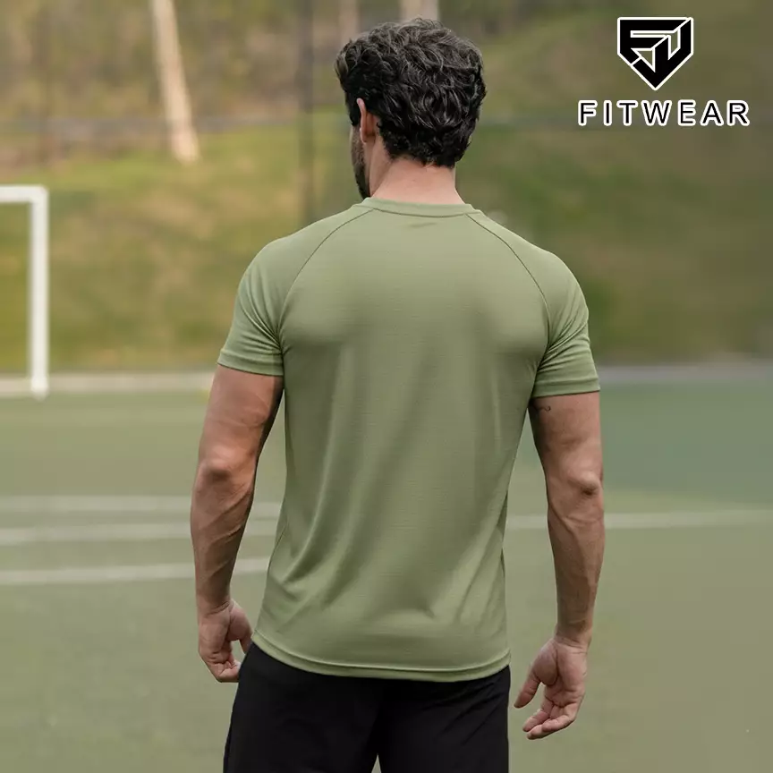 Fitwear - Kaos Olahraga Dryfit Running Pria KEVIN MOISTURE-WICKING  - MOSS GREEN