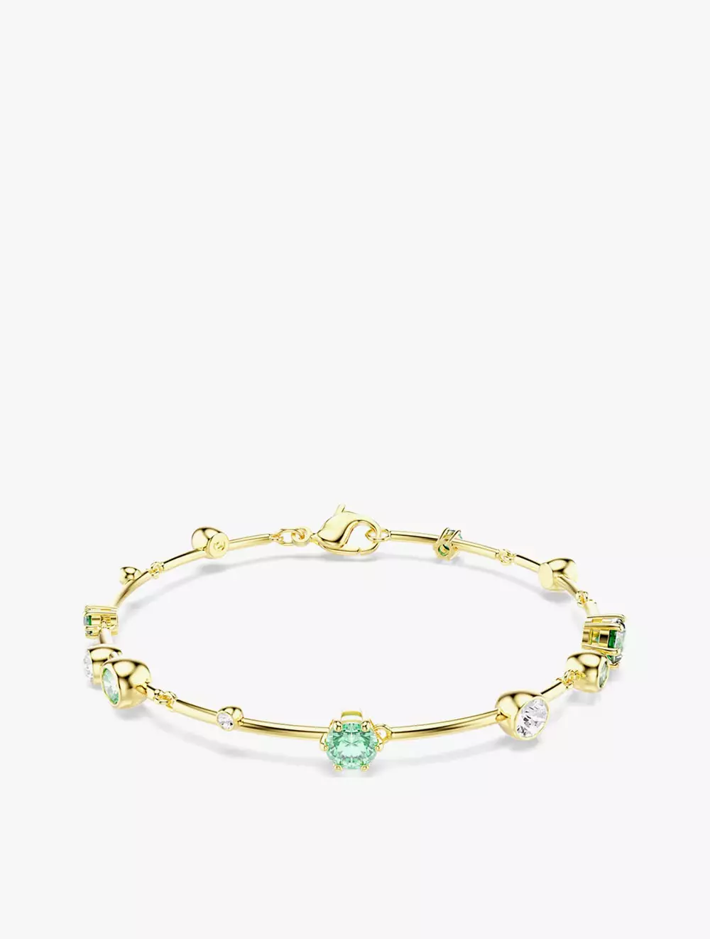 Constella bracelet, Mixed cuts, Green, Gold-tone plated