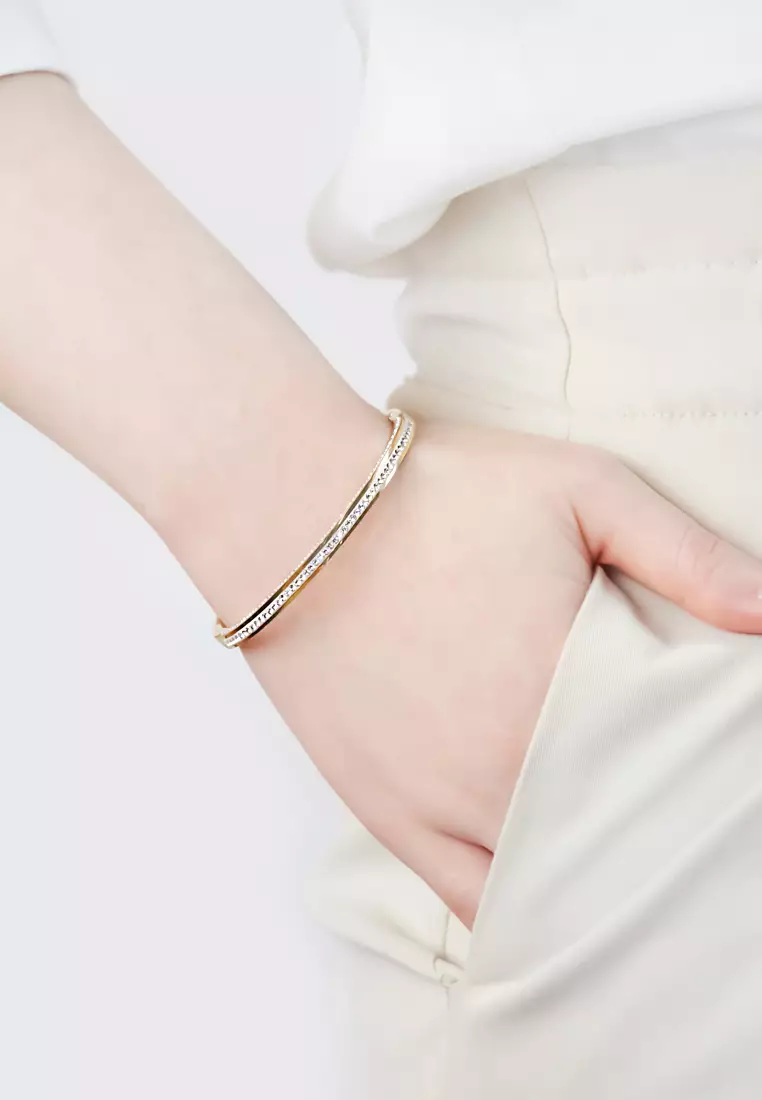 Marilyn Tri-Band Zirconia Bangle in Rose Gold