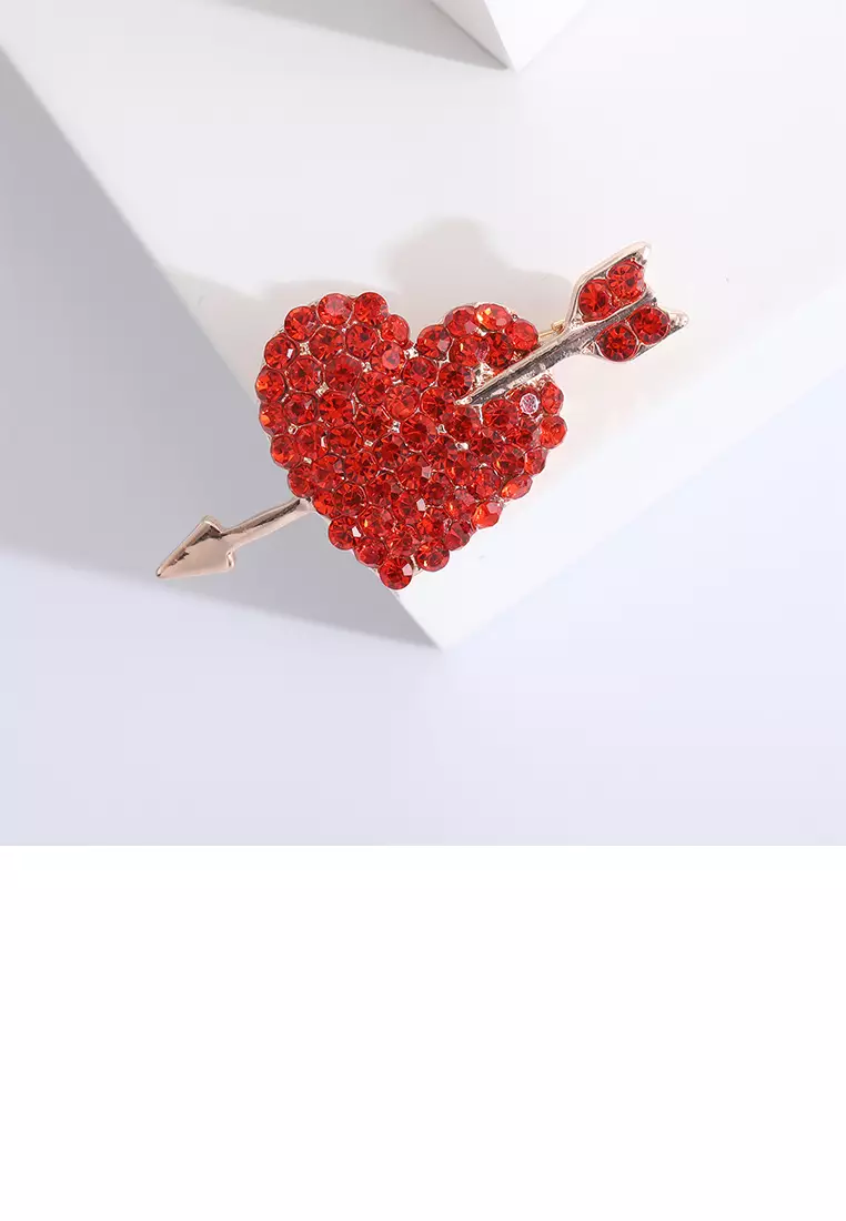 Buy Glamorousky Fashion Brilliant Plated Gold Arrow Heart Brooch