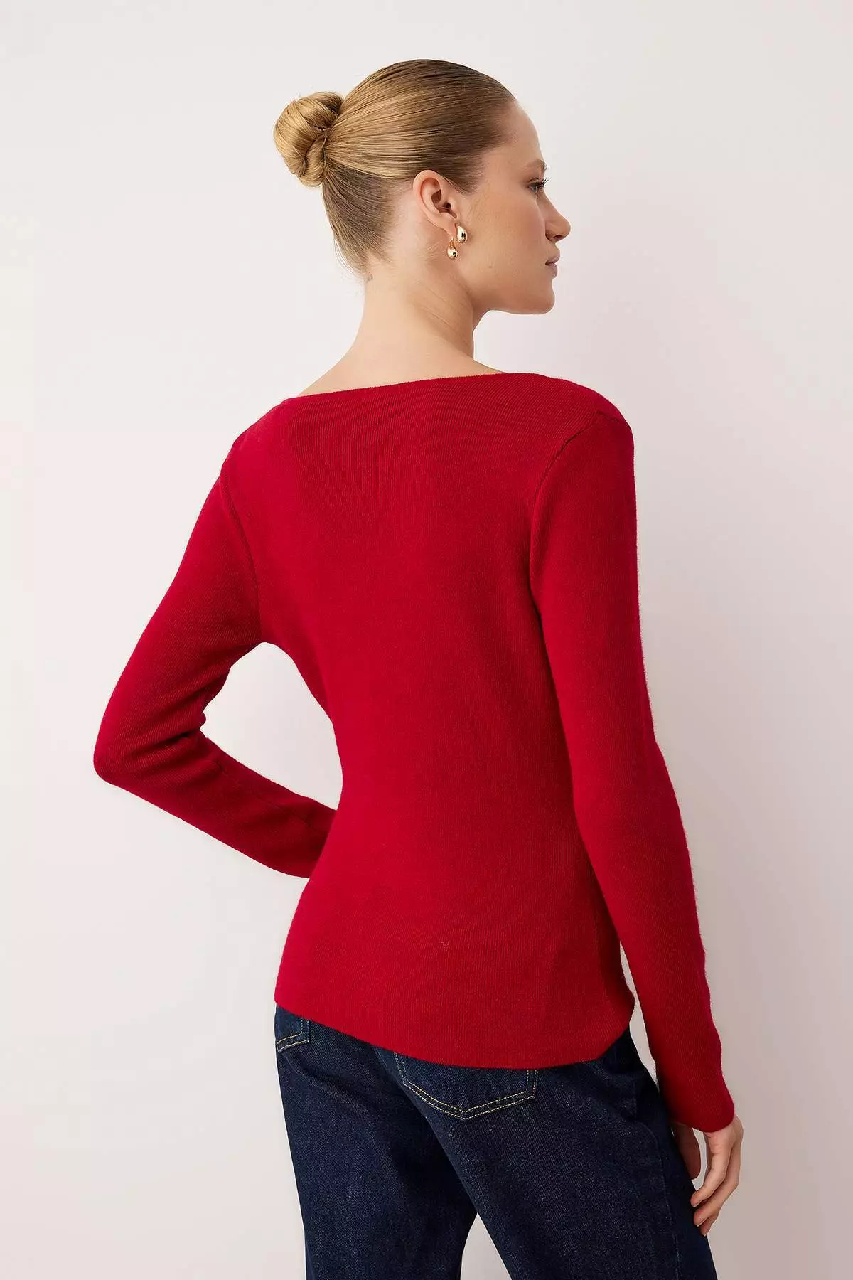 Red Premium Yarn/Special Yarn Fitted/Fitted Wool Knitwear Cardigan Twoaw26Hi46