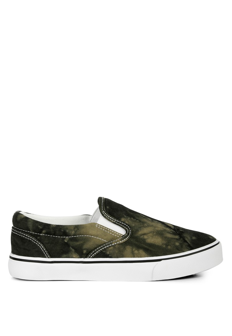 Dark Green Slip On Canvas Sneakers