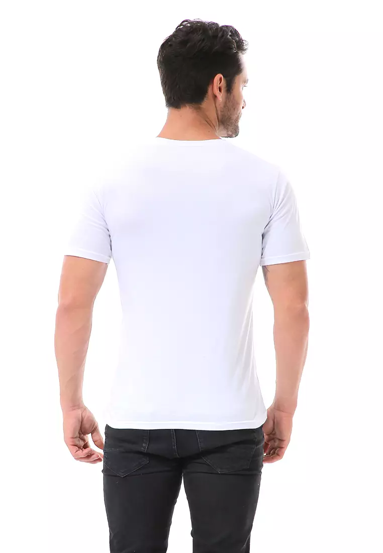 Aisley Atasan Kasual Pria Kaos Basic Lengan Pendek Motif Rubix Material Cotton ORIGINAL - White