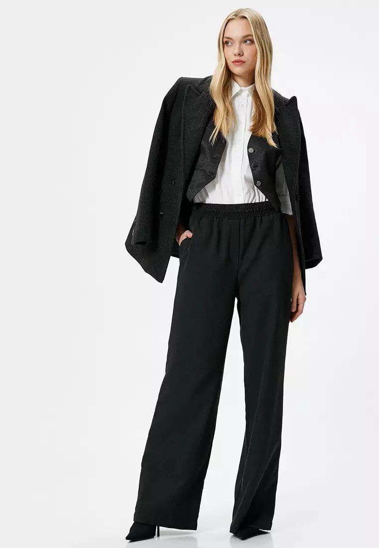 Şahika Ercümen x KOTON Elastic Wide Leg Trousers