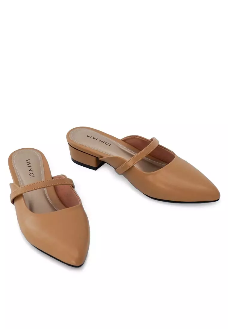 VIVI NICI - Lillie Sandal Mules Hak 3 Cm Camel Beige