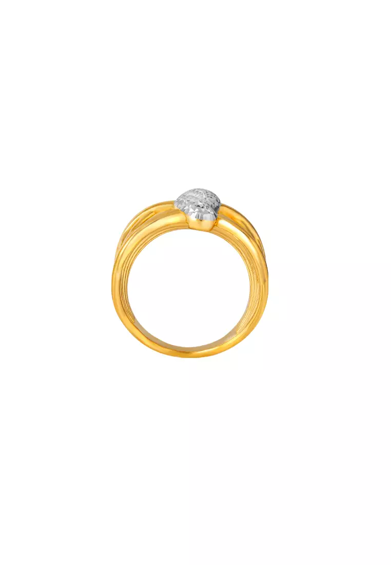 TOMEI Dual-Tone Spread Wings Ring, Yellow Gold 916