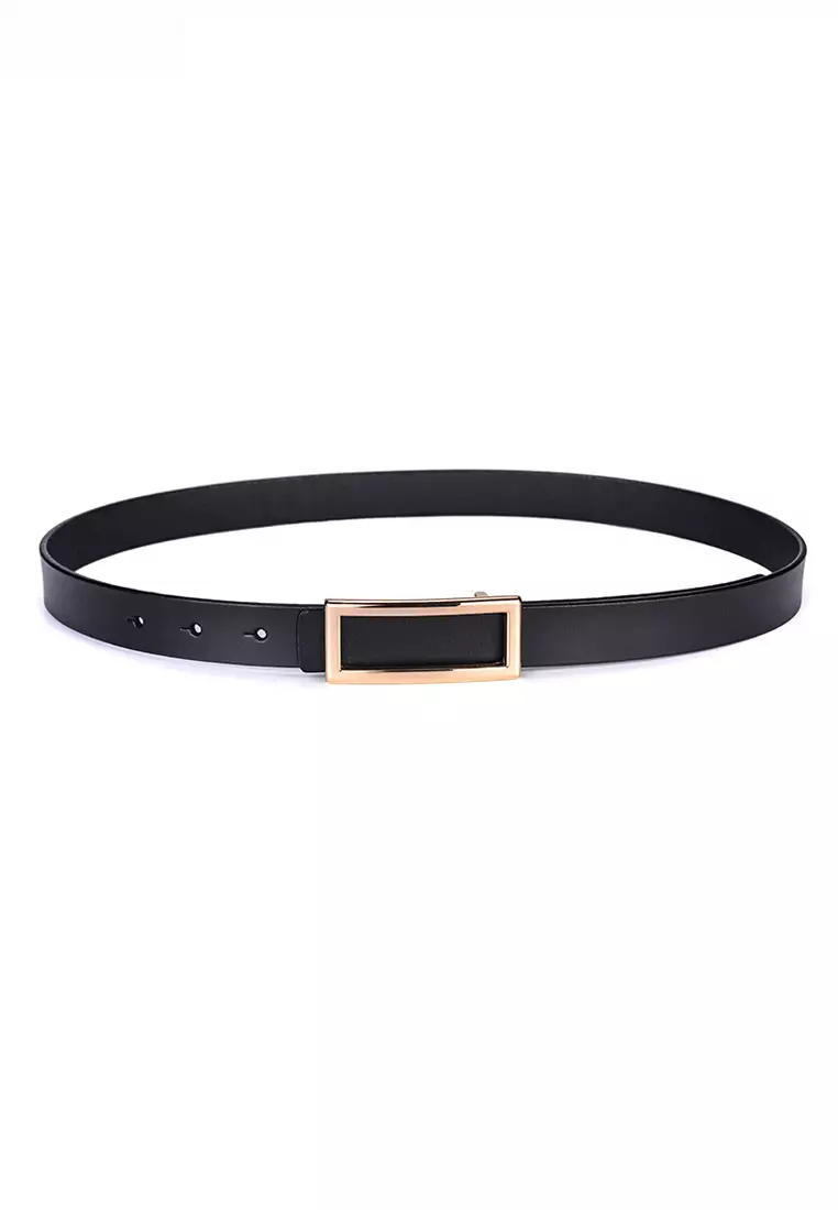 Metal Pin Gold Color Rectangle Buckle Leather Belt JW CY-077