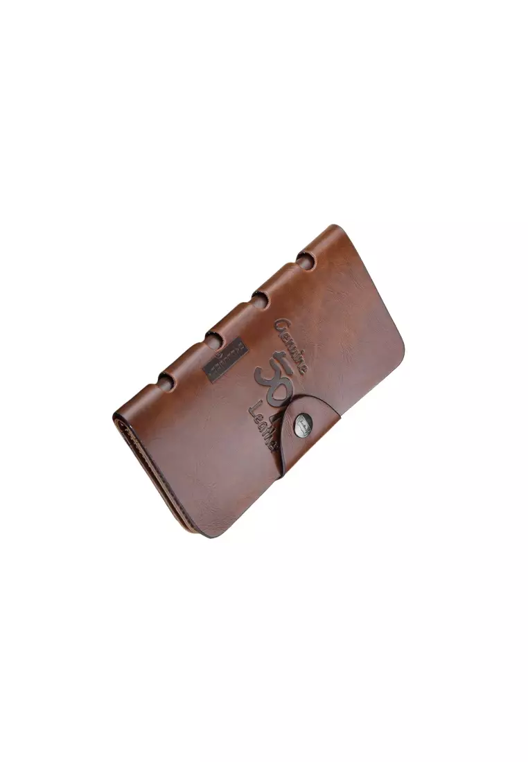 Long Wallet Pria Model Penutup Kancing Material PU Leather ORIGINAL