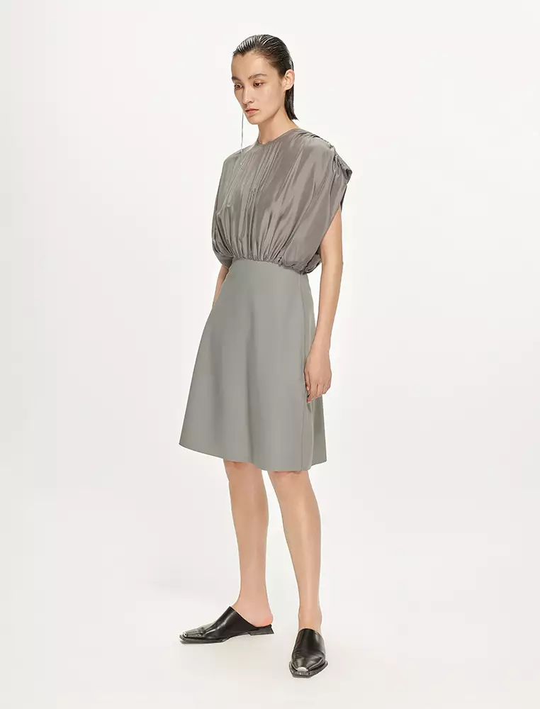 電力紡X型修身優雅無袖連衣裙