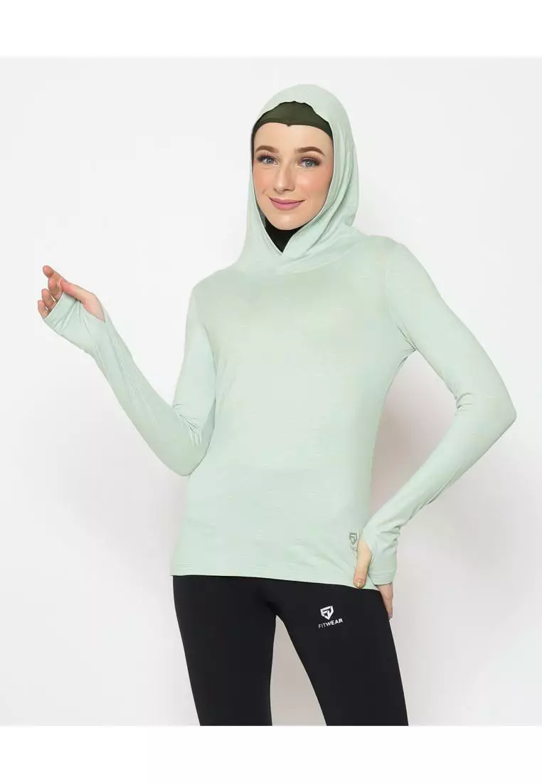 Fitwear - Kaos Olahraga Wanita ATALIA BASIC HOODIE LS - MINT