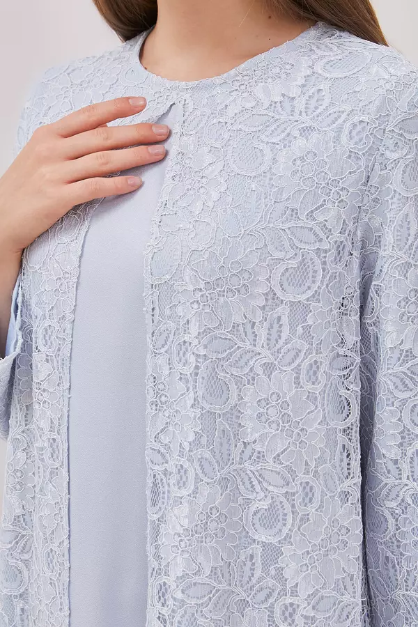 MINIMAL - Abziya - Gamis Lace Kerah Payet - Blue