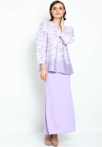 Owl By Nora Danish - Raihanna By Owloveraya Kurung Kedah Batik Modern from OWLBYND in Purple