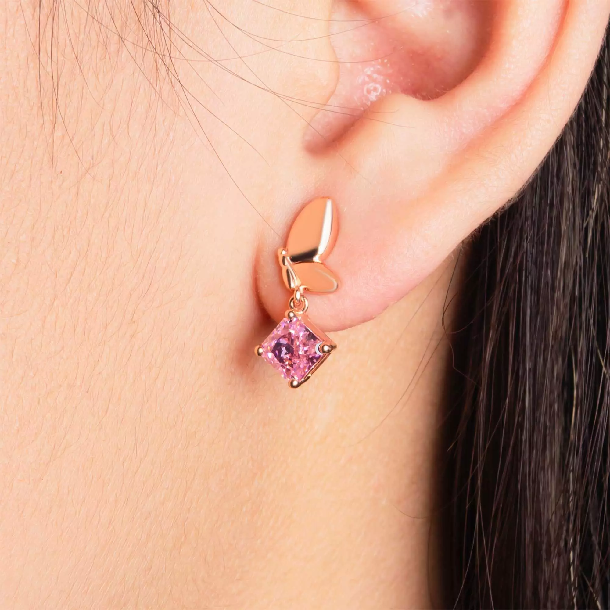 Anting Stud Emas 7k - Zoe Gold Earring - Pinky Crush Collection - Juene Jewelry