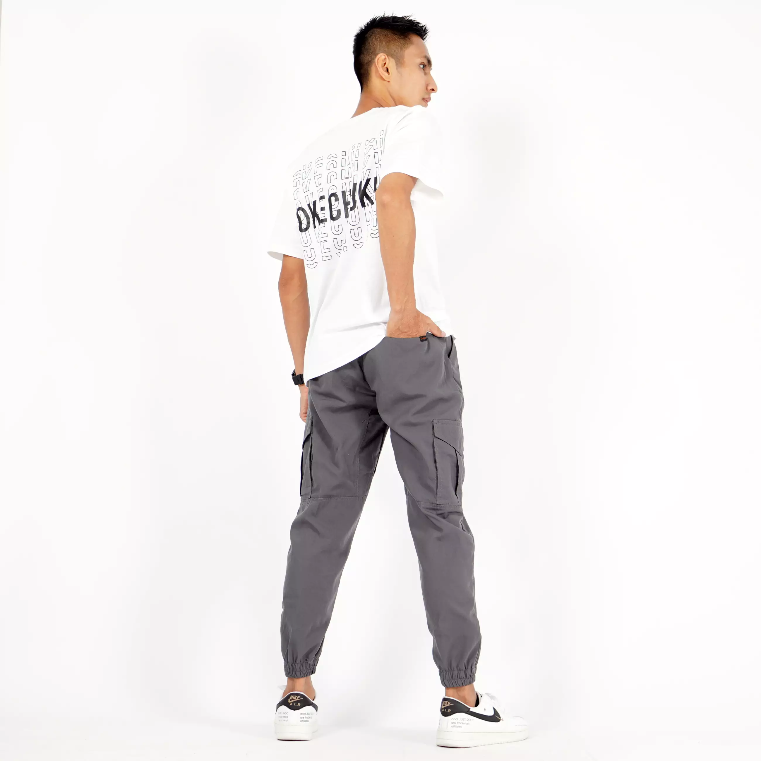 DAVE Celana Cargo Abu- abu Jogger Pants Pria Celana Cargo Pria - ABU
