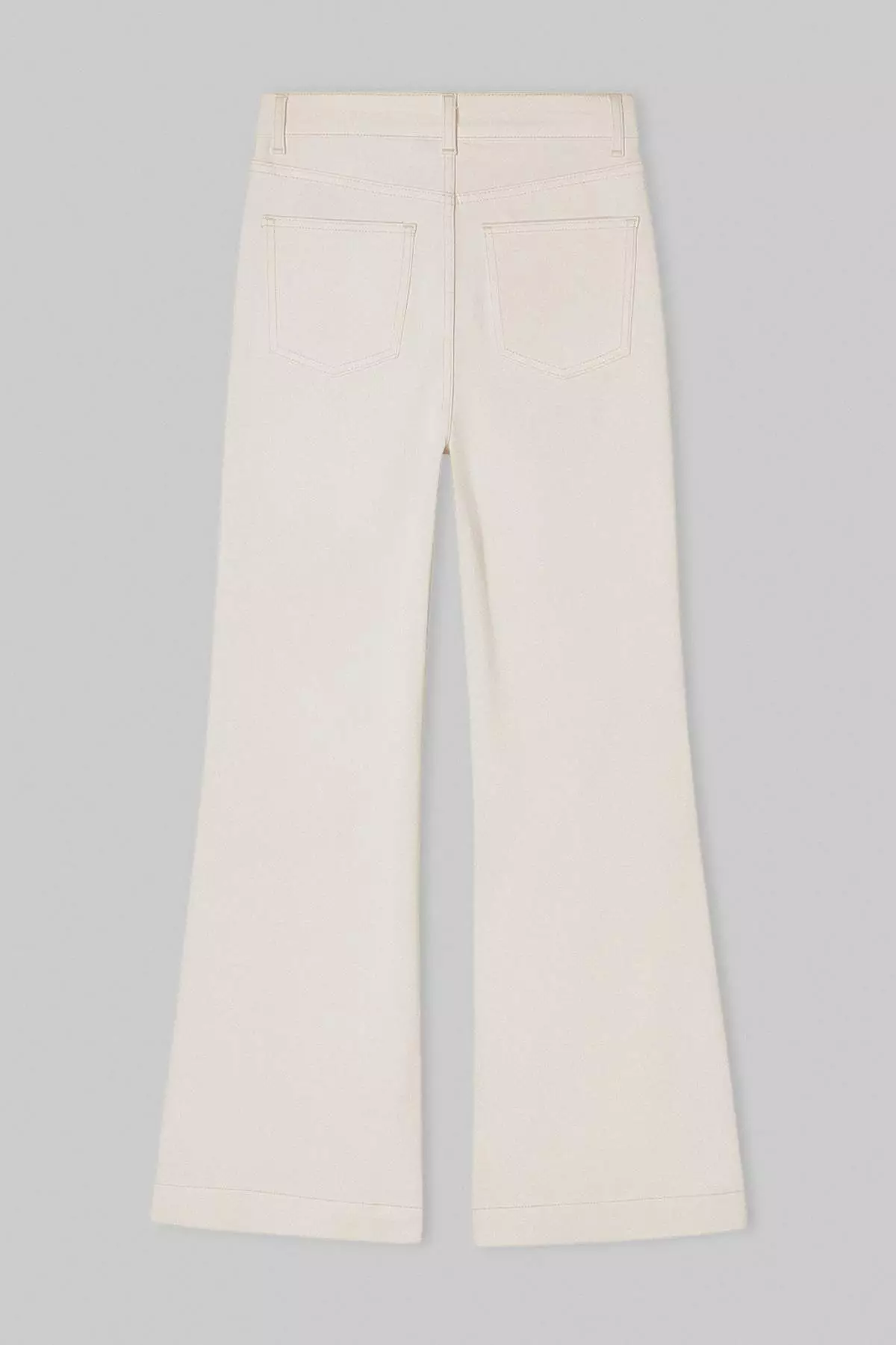 Ecru High Waist Medium Stretch Spanish Leg Flare Jeans Twoss26Je253