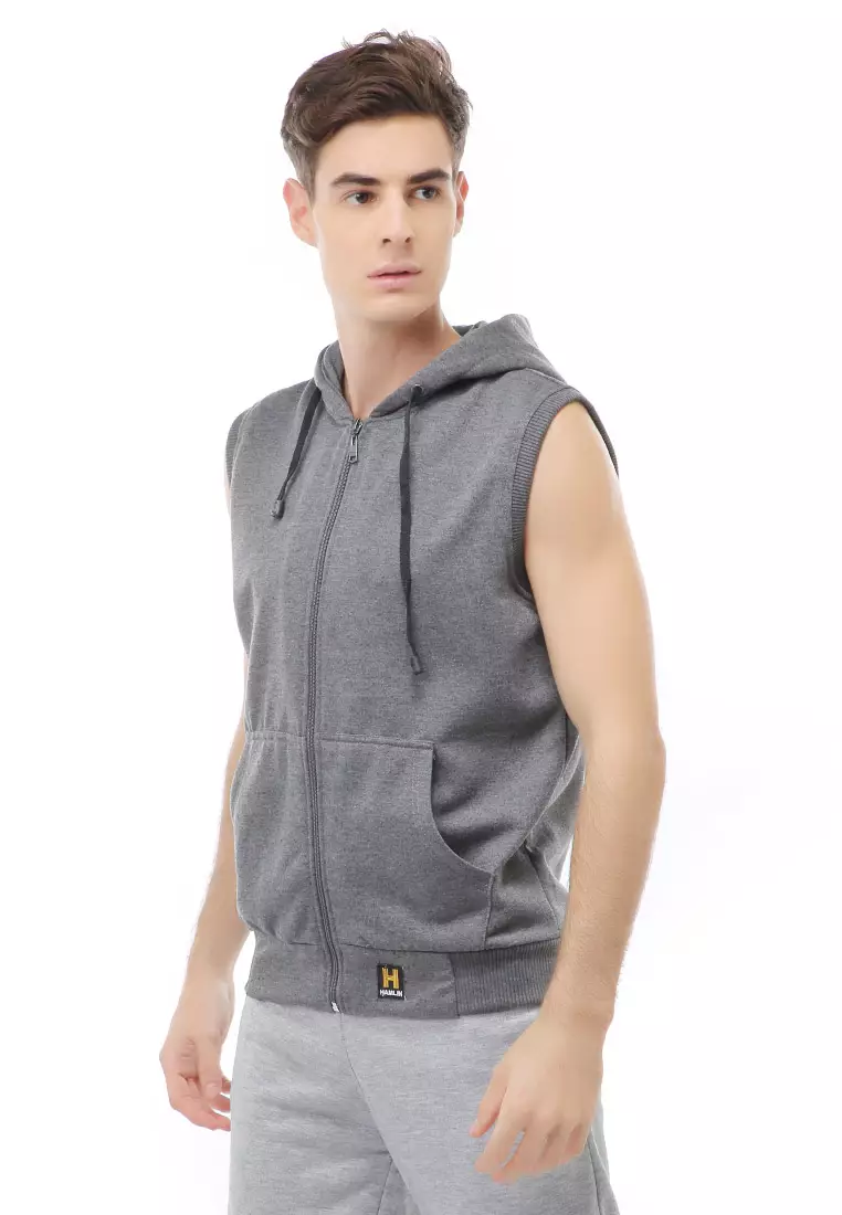 Clover Jacket Pria Rompi Zipper Polos Material Fleece ORIGINAL - Dark Grey