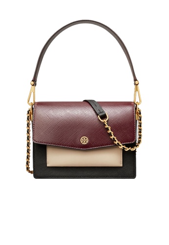 TORY BURCH black and red and multi Tory Burch Robinson Colorblock Double Strap Convertible Shoulder Bag 88611 DEEF4AC6C742EFGS_1