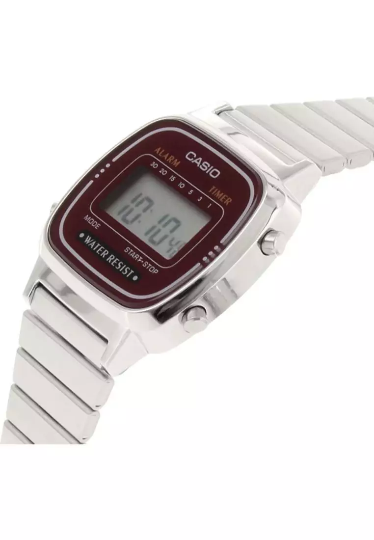 Women's Digital Watch LA670WA-4 Stainless Steel Band Casual Watch