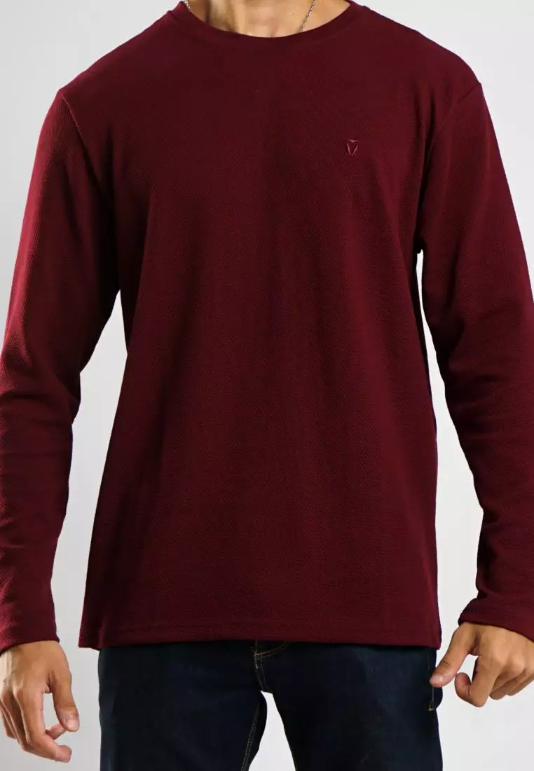 MATSUDA Kaos Lengan Panjang 20S Texture Popcorn Katun Nagato