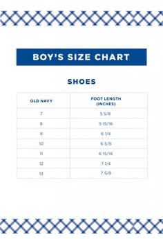 Old navy kid shoe size hotsell chart