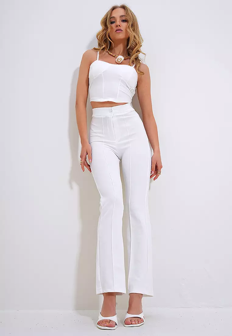 Striped Elastic Trousers