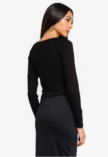 Jual Supre Mika Long Sleeve V Neck Button Top Original 