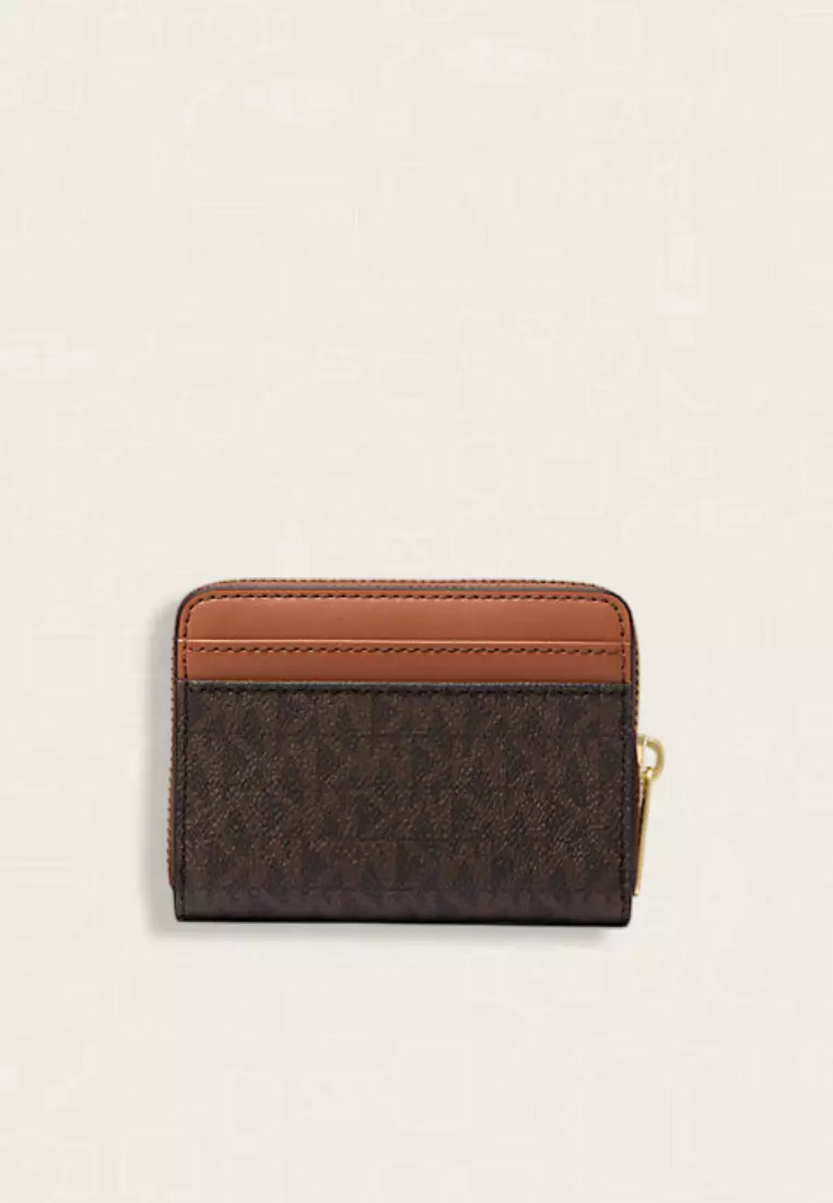 Michael Kors Jet Set Travel Medium Logo Zip-Around Card Case Brown