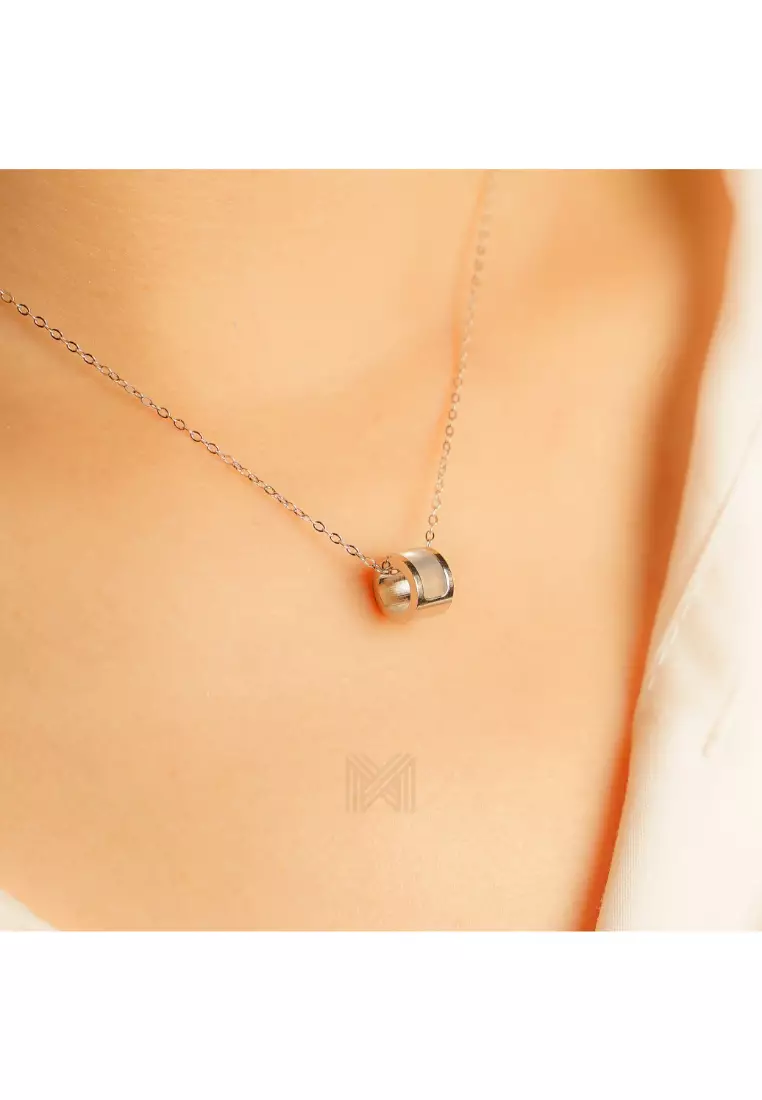 Minimal Studded Love Revolution Cubic Zirconia White Gold Necklace with 925 Sterling Silver
