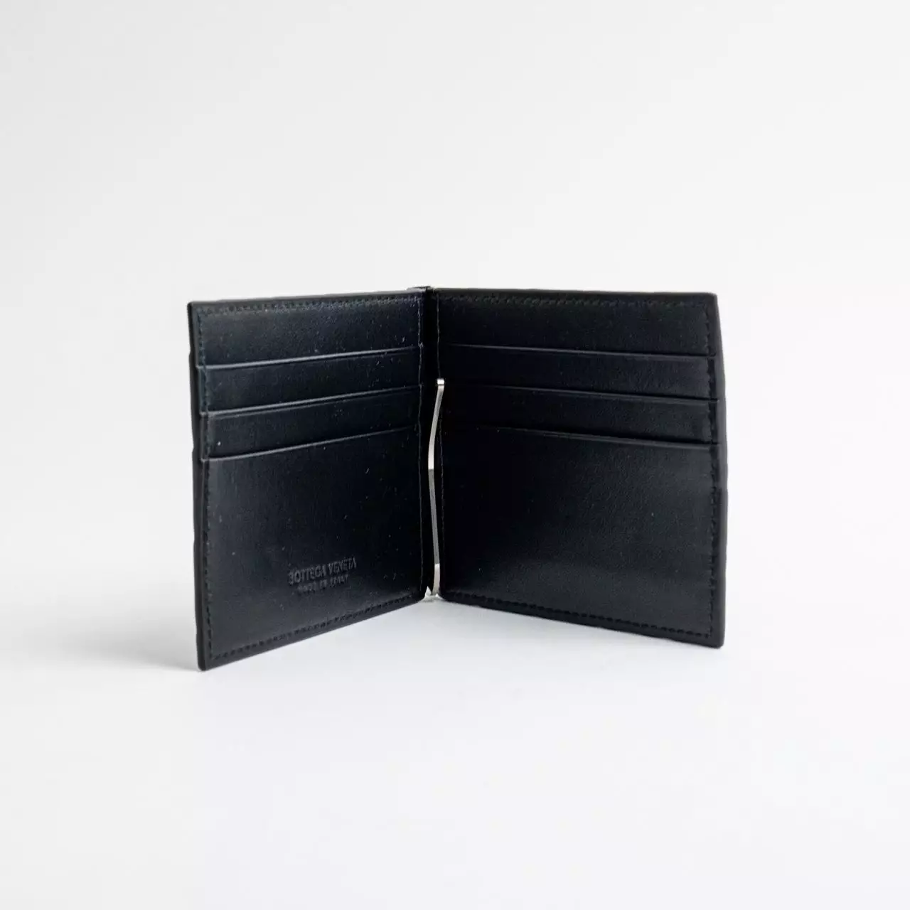 Card Holder with Money Clip Leather Black
